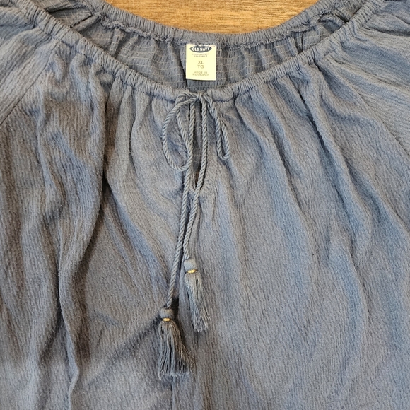 Old Navy Women's Short Sleeve Pullover Bohemian Boho Casual Blue Top X-Large XL - Picture 5 of 9